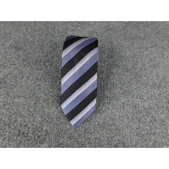 HUGO BOSS Mens Silk Necktie Blue Black Gray Stripe Formal Business Italy
